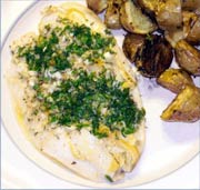Baked Fish and Potatoes with Rosemary and Garlic