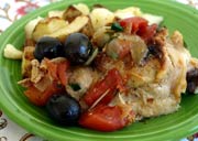 Braised Chicken with Basil and Olives