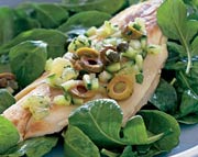 Roasted Branzino in Salt With Arugula