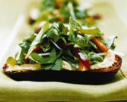Bruschette con Chickpea Puree e Arugula