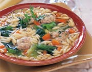 Escarole and Orzo Soup with Little Meatballs