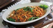 Fusilli with Eggplant, Pine Nuts, Currants, and Capers