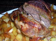 Leg of Lamb with Pancetta and Vegetables
