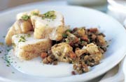 Roasted Monkfish with Cauliflower and Lentils