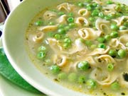 Pasta and Peas In Chicken Broth