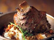 Braised and Roasted Pork Shanks with Prosciutto and Porcini Mushrooms