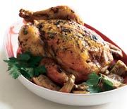 Roast Chicken with Artichokes and Gremolata Butter