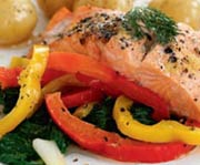 Salmon with Bell Peppers and Capers
