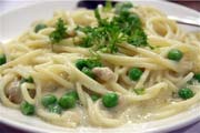 Spaghetti with Peas and Prosciutto di Parma