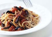 Spaghetti with Spicy Tomato Olive Sauce