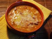 Broccoli, Onion and Mushroom Soup with Garbanzo Beans