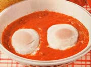 Poached Eggs in Pink Sauce